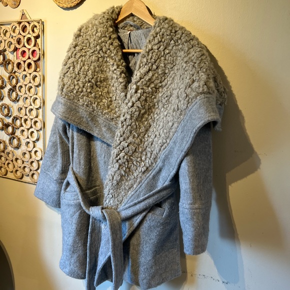Free people chunky Sherpa lined / cotton gray coat… - Picture 4 of 11